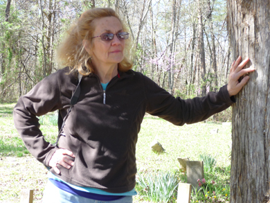 Linda Probus, Steve's childhood friend from Louisville. She came over to visit the land with us in the spring of 2010. Photo by Pat Arnow