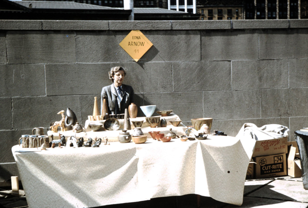 Potter Edna Arnow at her first art fair in 1955. 