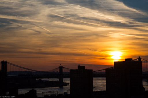 Sunset Over Manhattan and Brooklyn Bridges