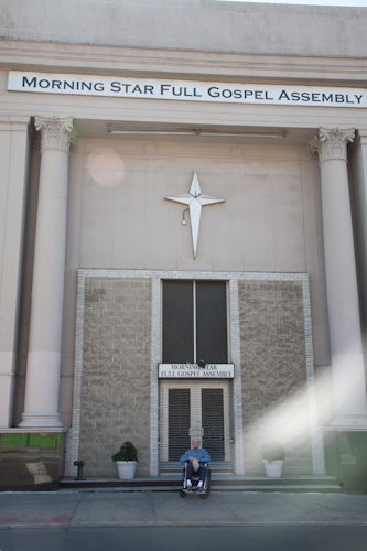Morning Star Full Gospel Assembly Church in a former bank building. 464 E. Tremont Ave., Bronx. Photo by Pat Arnow 