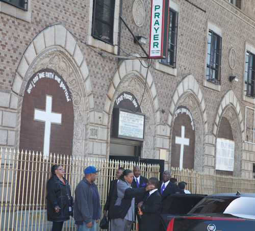 Funeral at a neighborhood church, Garden of Prayer Cathedral and Funeral Home.  Photo by Pat Arnow