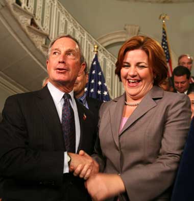 Several union leaders last week accused City Council Speaker Christine Quinn (right) of doing Mayor Bloomberg's bidding when she stymied efforts to gain home-rule messages that were needed for key bills to be acted on in Albany. (06.29.07)