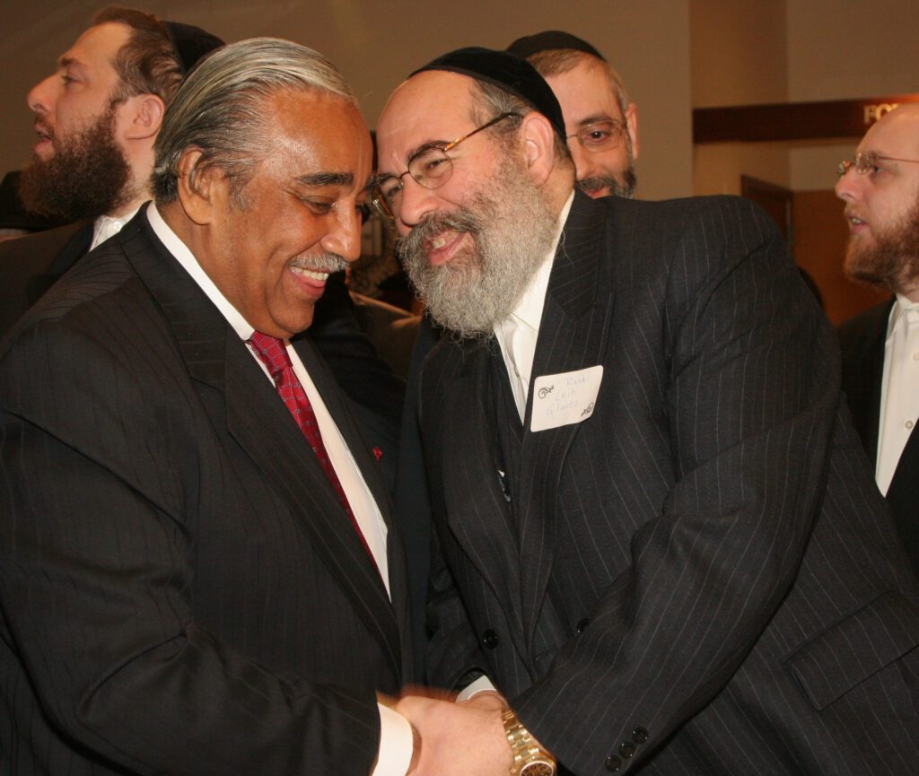 Photo of an influential rabbi Leib Glanz, who arranged a bar mitzvah for the son of a rich prisoner in the Manhattan jail. He's greeting Rep. Charles Rangel at an event I shot for The Chief. The New York Times asked for use of it. Click here for the tawdry story that includes my photo. 