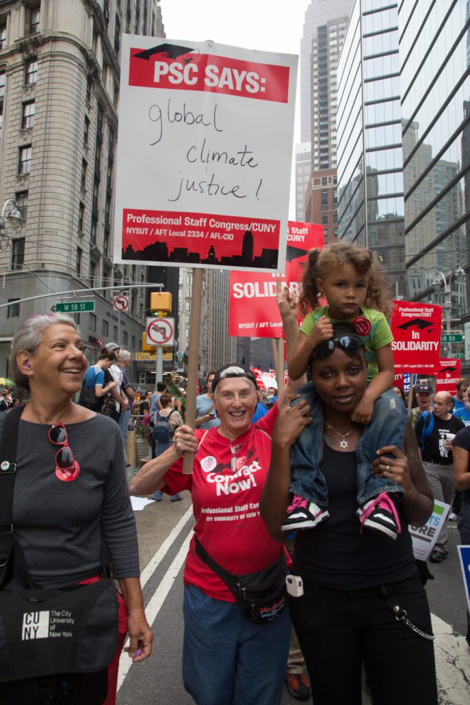 Prof. Barbara Katz-Rothman with CUNY contingent at a climate justice march, 2014.